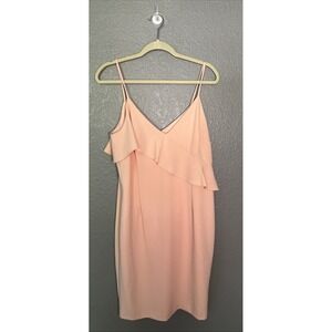 NWT Calvin Klein Womens Pink Sleeveless Dress SZ 14 Ruffle Wedding Guest‎ MIDI
